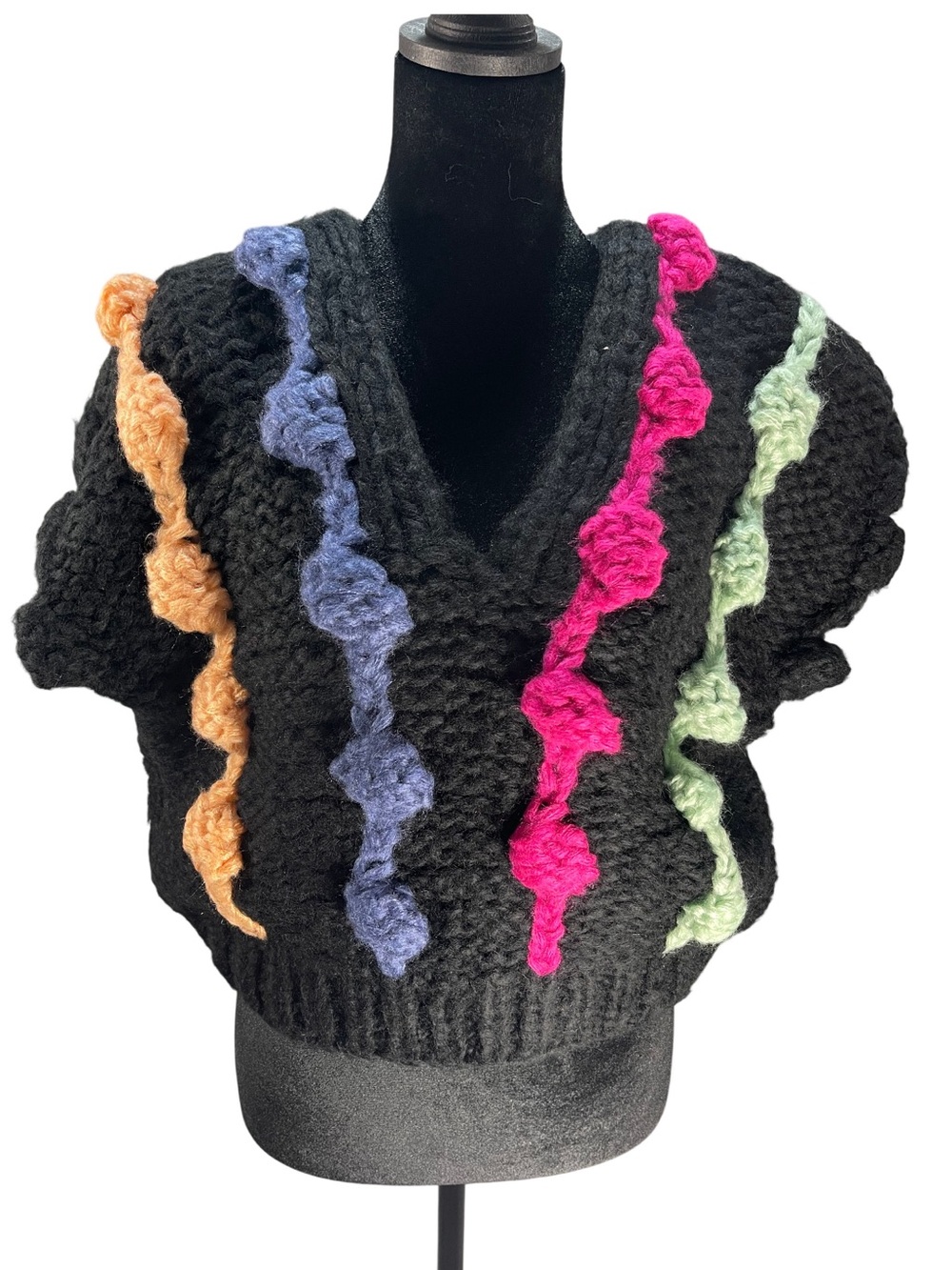 SAACHI Bauble Knit Crochet Sweater NWOT